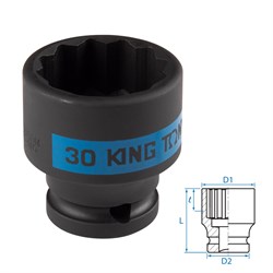 Головка торцевая ударная двенадцатигранная 1/2", 30 мм KING TONY 453030M TONY - фото 722558