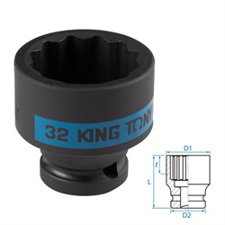 Головка торцевая ударная двенадцатигранная 1/2", 32 мм KING TONY 453032M TONY - фото 722559