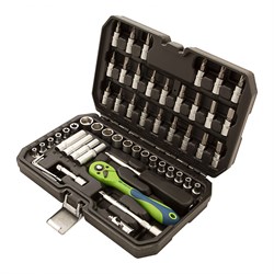 Набор инструментов 56 предметов, CrV, 1/4" Сибртех 13525 - фото 724039