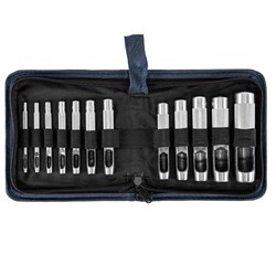 Набор пробойников для кожи 3 4 5 6 7 8 9 10 12 14 16 19 мм, 12 шт, чехол Сибртех 18312 - фото 724958
