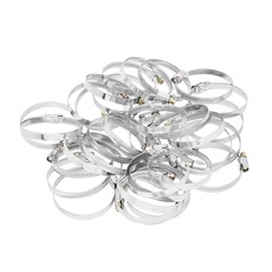 Хомуты металлические, Стандартное болтовое крепление 50-70 мм, 50 штук в упаковке, ширина 9 мм Сибртех 47563 - фото 727401