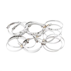 Хомуты нержавеющая сталь, Стандартное болтовое крепление 70-90 мм, 25 штук в упаковке, ширина 9 мм Сибртех 47586 - фото 727465