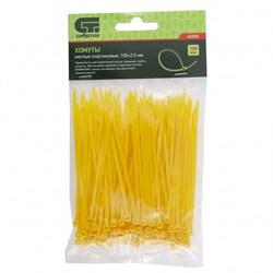 Хомуты, 100 x 2.5 мм, пластиковые, желтые, 100 шт Сибртех 45505 - фото 727645