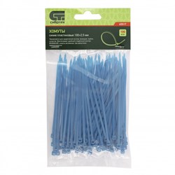 Хомуты, 100 x 2.5 мм, пластиковые, синие, 100 шт Сибртех 45517 - фото 727666