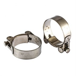 Хомуты металлические, силовые 56-59 мм, ширина 22 мм, шарнирный, W4, 2 шт Сибртех 475433 - фото 728187