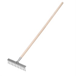 Грабли, нержавеющая сталь, 290 х 1300 мм, 12 витых зубьев, деревянный черенок, Сибртех 61754 - фото 728485