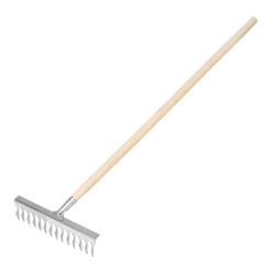 Грабли, нержавеющая сталь, 340 х 1300 мм, 14 витых зубьев, деревянный черенок, Сибртех 61760 - фото 728495