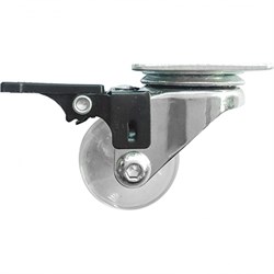 Колесо ПУ прозрачное поворотное с тормозом d-35 мм, крепление платформенное Сибртех 68736 - фото 728687