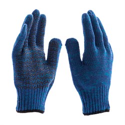 Перчатки трикотажные усиленные, гелевое ПВХ-покрытие, 7 класс, синие Сибртех 68183 - фото 730269
