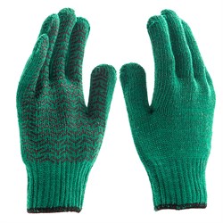 Перчатки трикотажные усиленные, гелевое ПВХ-покрытие, 7 класс, зеленые Сибртех 68184 - фото 730276
