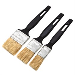 Набор кистей флейцевых 3 шт. (25 мм, 35 мм, 50 мм) натуральная щетина, пластиковая ручка Сибртех 82507 - фото 733984