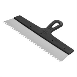 Шпатель  из нержавеющей стали, 350 мм, зуб 6 х 6 мм, пластмассовая ручка Сибртех 85468 - фото 735730