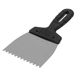 Шпатель из нержавеющей стали, 100 мм, зуб 4 х 4 мм, пластмассовая ручка Сибртех 85453 - фото 735735