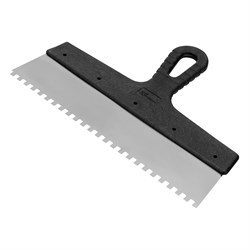 Шпатель из нержавеющей стали, 300 мм, зуб 6 х 6 мм, пластмассовая ручка Сибртех 85467 - фото 735772