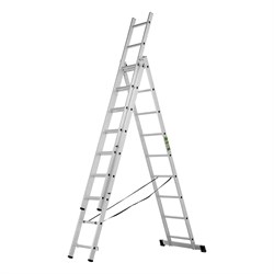 Лестница, 3 х 9 ступеней, алюминиевая, трехсекционная, Сибртех 97819 - фото 737031