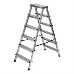 Стремянка двусторонняя 6 ступеней, алюминиевая, Сибртех 97926 - фото 737871