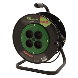 Удлинитель силовой 40 м, 10А, тип УХ10, ПВС, на кабельной катушке, 4 розетки без заземления Сибртех 95848 - фото 738165