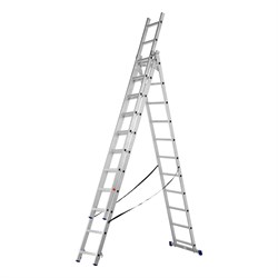 Лестница, 3 х 11 ступеней, алюминиевая, трехсекционная, Сибртех 97821 - фото 738572