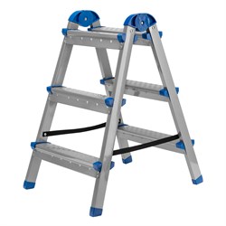 Стремянка двухсторонняя 3 ступени, сталь профиль, стальные ступени, Сибртех 97983 - фото 738771