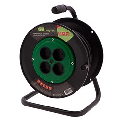 Удлинитель силовой 30 м, 16А, тип УХ10, ПВС, на кабельной катушке, 4 розетки без заземления Сибртех 95863 - фото 738872