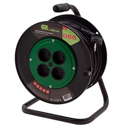 Удлинитель силовой 50 м, 16А, тип УХ10, ПВС, на кабельной катушке, 4 розетки без заземления Сибртех 95865 - фото 738884