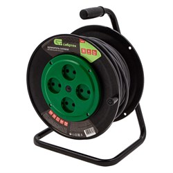 Удлинитель силовой 30 м, 16А, тип УХ10, ПВС, усиленный, на кабельной катушке, 4 розетки без заземления Сибртех 95868 - фото 738896