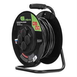 Удлинитель силовой 20 м, 16А, тип УХз16, ПВС 3 x 2.5 мм, на стальной катушке, 4 розетки Сибртех 95872 - фото 738951