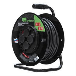 Удлинитель силовой 30 м, 16А, тип УХз16, ПВС 3 x 2.5 мм, на стальной катушке, 4 розетки Сибртех 95873 - фото 738959