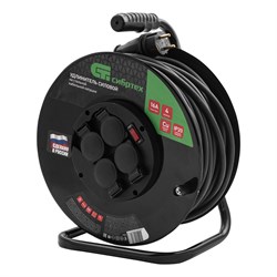 Удлинитель силовой 50 м, 16А, тип УХз16, КГ 3 x 2.5 мм, на стальной катушке, 4 розетки Сибртех 95880 - фото 739009