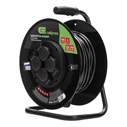 Удлинитель силовой 20 м, 16А, тип УХз16, КГ 3 x 2.5 мм, на стальной катушке, 4 розетки Сибртех 95878 - фото 739024