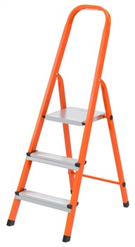 Стремянка, 3 ступени, стальной профиль, ступени сталь, оранжевая, Сибртех 97963 - фото 740136