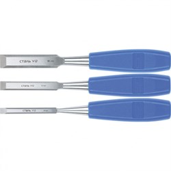 Набор стамесок плоских, 3 шт, 8-12-18 мм Сибртех 24421 - фото 740313