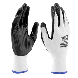 Перчатки полиэфирные с черным нитрильным покрытием, размер L, 15 класс вязки Сибртех 67863 - фото 740464