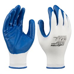 Перчатки полиэфирные с синим нитрильным покрытием, размер 9, 13 класс вязки Сибртех 678625 - фото 741442