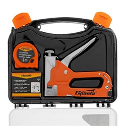 Набор: степлер мебельный регулируемый, скобы 500 шт, рулетка 2 м, тип скобы 53, 4-14 мм Sparta 42003 - фото 751104