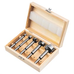 Набор сверл Форстнера по дереву, 10-15-20-25-35 мм, 5 шт, в деревянном боксе, цилиндрический хвостовик Sparta 704405 - фото 751721
