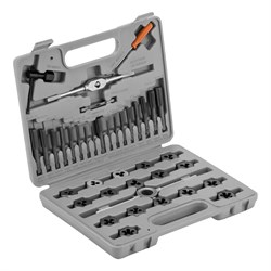 Набор метчиков и плашек М3-М12, плашко-метчикодержатель, 40 предметов, пластиковый бокс Sparta 773155 - фото 751841