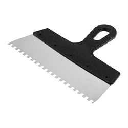 Шпатель из нержавеющей стали, 250 мм, зуб 6 х 6 мм, пластмассовая ручка Sparta 85139 - фото 752522