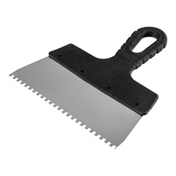 Шпатель из нержавеющей стали, 200 мм, зуб 4 х 4 мм, пластмассовая ручка Sparta 85155 - фото 752555