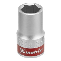 Головка торцевая, 13 мм, шестигранная, CrV, под квадрат 1/2, хромированная Matrix 13113 - фото 754039