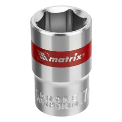 Головка торцевая, 17 мм, шестигранная, CrV, под квадрат 1/2, хромированная Matrix 13117 - фото 754069