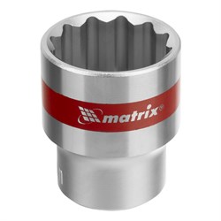 Головка торцевая, 24 мм, двенадцатигранная, CrV, под квадрат 1/2, хромированная Matrix 13693 - фото 754187