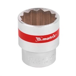 Головка торцевая, 27 мм, двенадцатигранная, CrV, под квадрат 1/2, хромированная Matrix 13695 - фото 754192