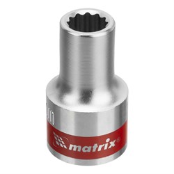 Головка торцевая, 9 мм, двенадцатигранная, CrV, под квадрат 1/2, хромированная Matrix 13678 - фото 754213
