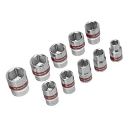 Набор торцевых головок 3/8", 6 гранные, CrV, 8-19мм, 10 штук Matrix 13558 - фото 754242