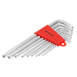 Набор ключей имбусовых Torx , 9 шт, T10-T50, CrV, удлиненных, с сатиновым покрытием Matrix 12306 - фото 754813