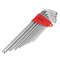 Набор ключей имбусовых HEX, 1.5-10 мм, CrV, 9 шт, экстра-длинные, c шаром, сатин Matrix 16410 - фото 754824