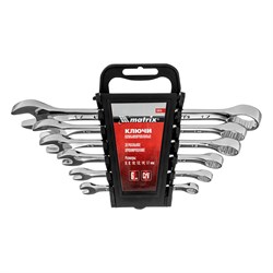 Набор ключей комбинированных, 6-17 мм, 6 шт, CrV, полированный хром Matrix 15414 - фото 754928