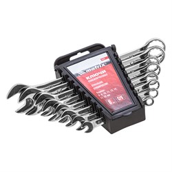 Набор ключей комбинированных, 6-19 мм, 8 шт, CrV, полированный хром Matrix 15422 - фото 754939