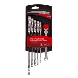 Набор ключей комбинированных, трещеточных шарнирных 6 шт Matrix 14897 - фото 755151